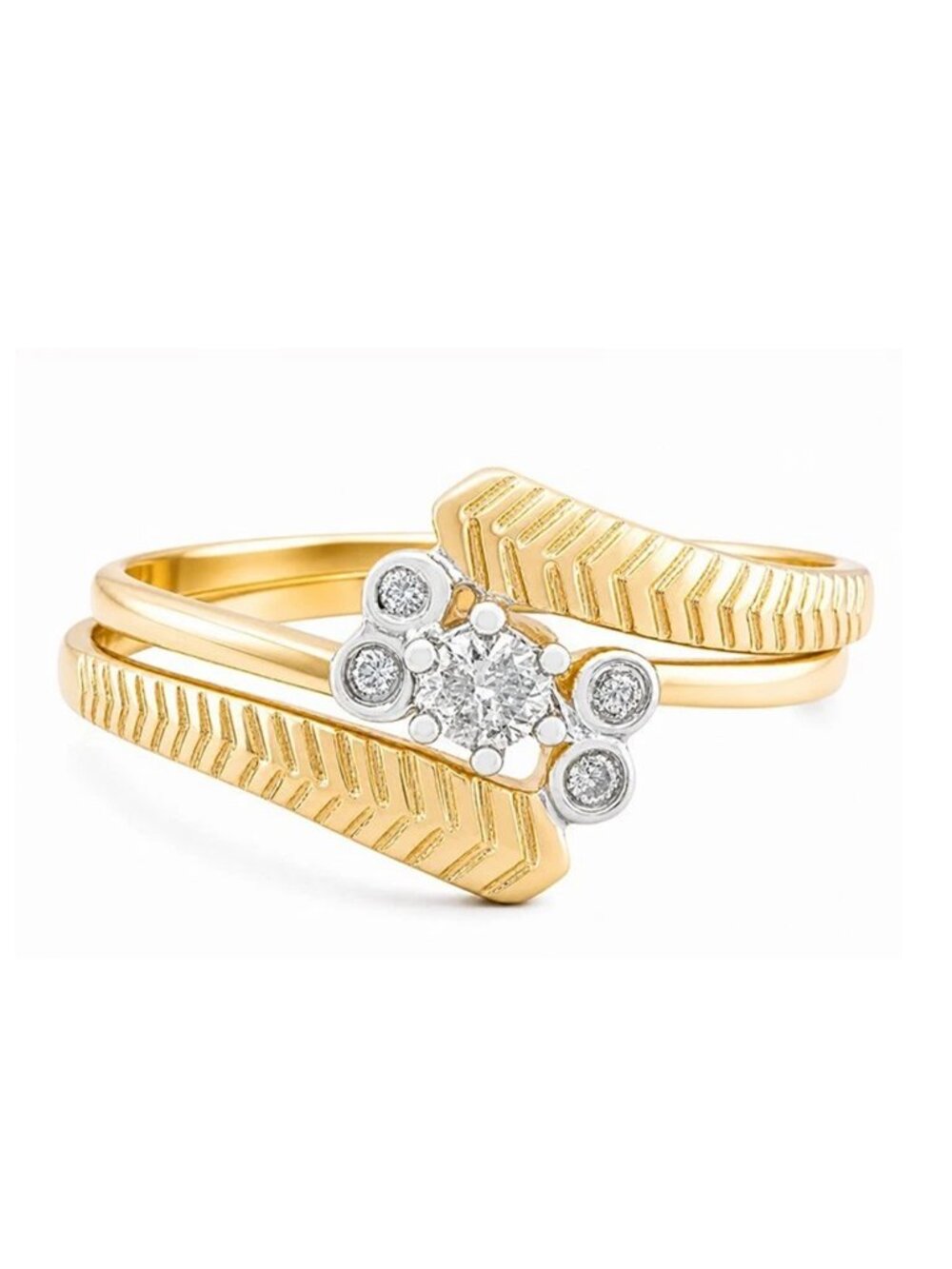 Genuine Diamond Duo-Wedding Set Rings 14k Yellow Gold
